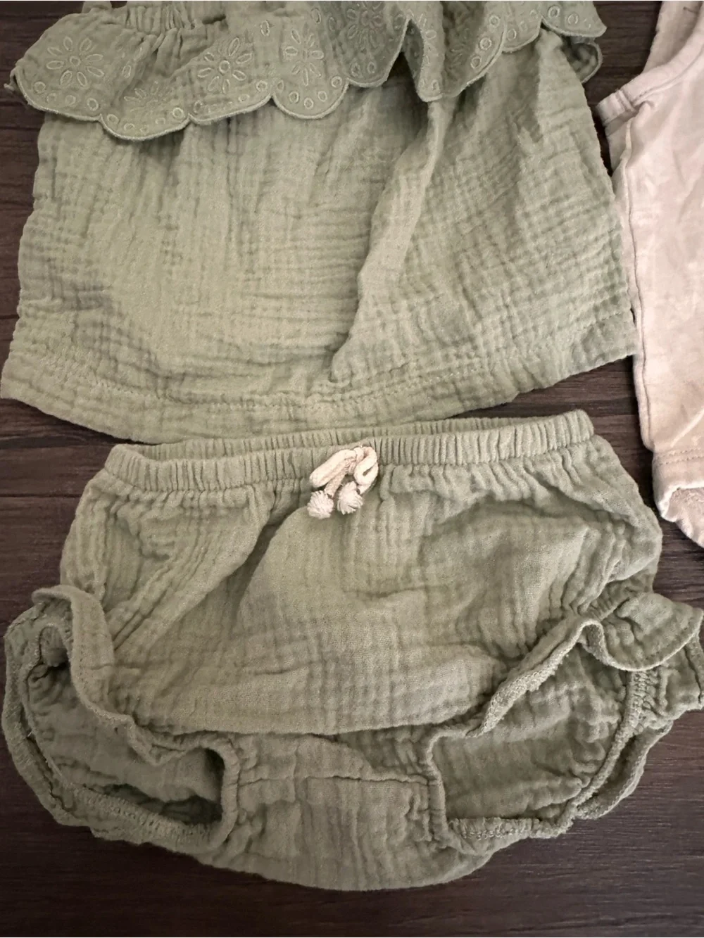 Carter's Two-Piece Girls Set - Cream Tank & Sage Green Shorts